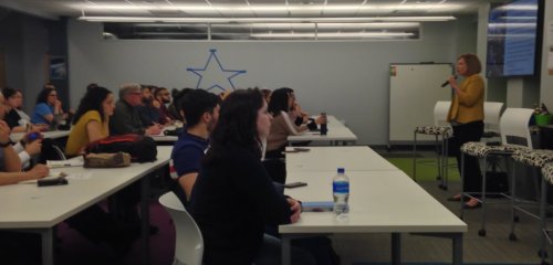 Presenter Dawn Opel speaking to the audience